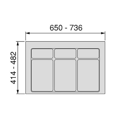 Emuca Base para gavetas de cozinha, módulo 600 mm, Plástico, Cinza antracite