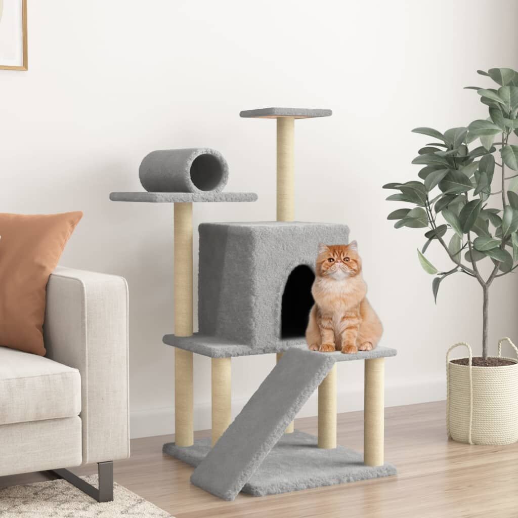 Vidaxl Rascador Para Gatos Con Postes De Sisal Gris Claro 110,5 Cm_1