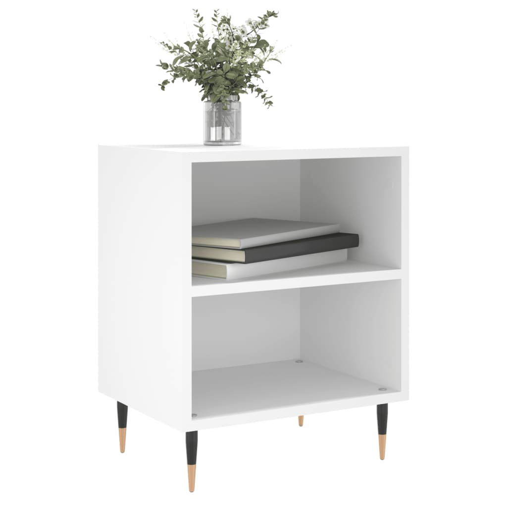 Mesita De Noche Madera De Ingeniería Blancp 40x30x50 Cm_1