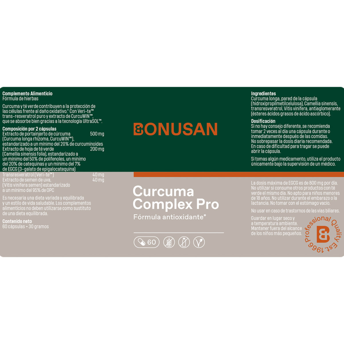 Curcuma Complex Pro Bonusan 60 cápsulas 