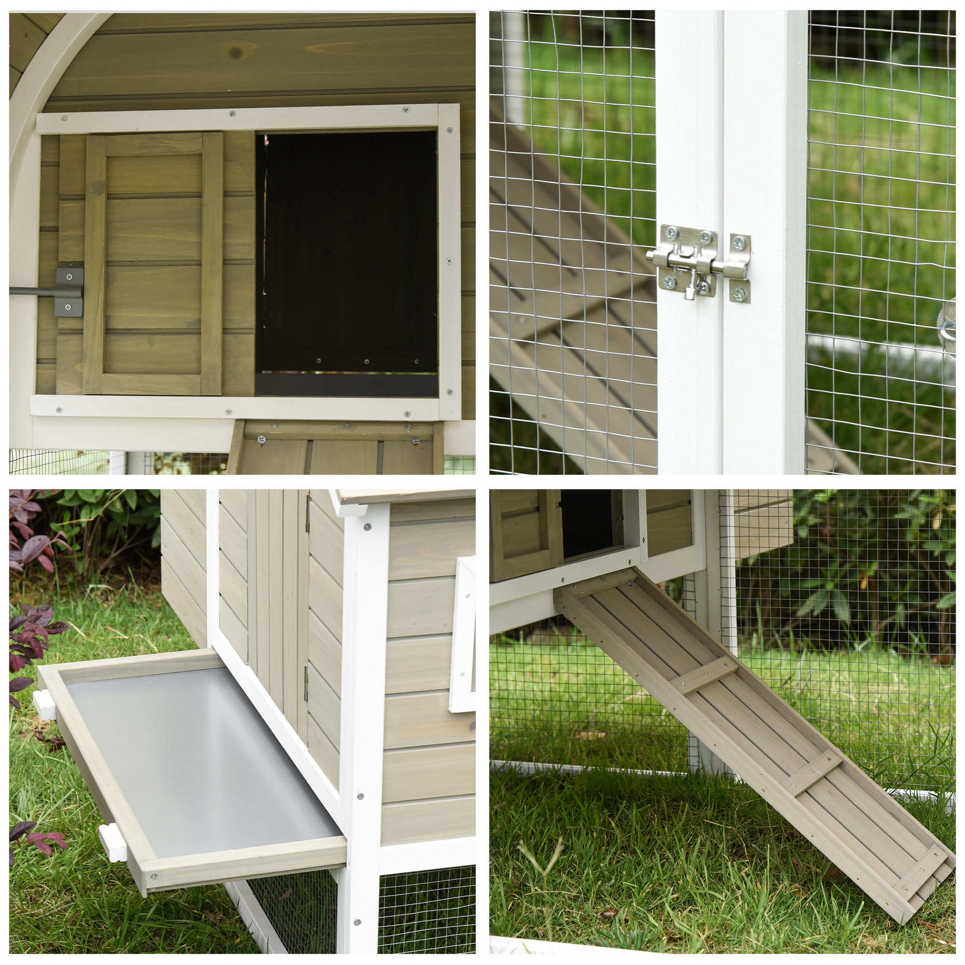 Pawhut Gallinero Exterior Madera Con Zona Abierta Ponedero Barras Y Bandeja_3