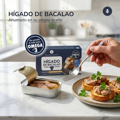 Pack 12x Hígado de bacalao en su propio aceite Planeta Huerto 120 g