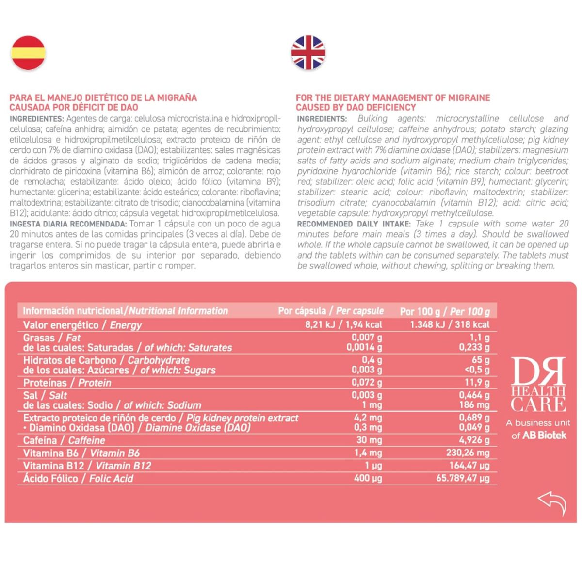 DAOhead® 60 cápsulas com comprimidos gastrorresistentes