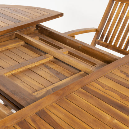 Conjunto De Exterior De Madera Teca, Mesa Redonda Extensible 120/180 Cm Y 4 Sillones Plegables, Madera Teca Grado A, Tratamiento Al Agua Aplicado_3