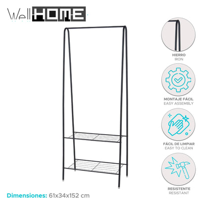 Well Home Perchero Metálico Con 2 Baldas H.152cm_1