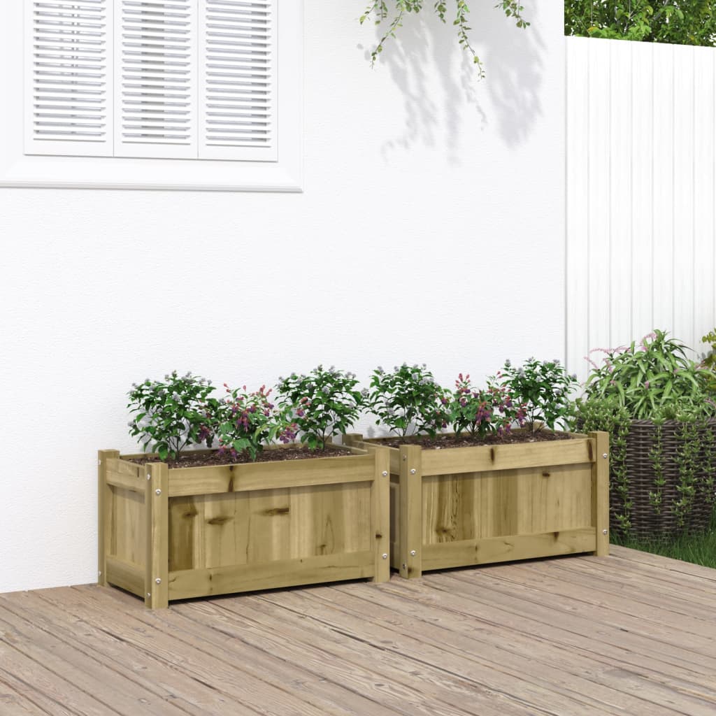 Jardineras De Exterior 2 Unidades Madera Impregnada De Pino_1