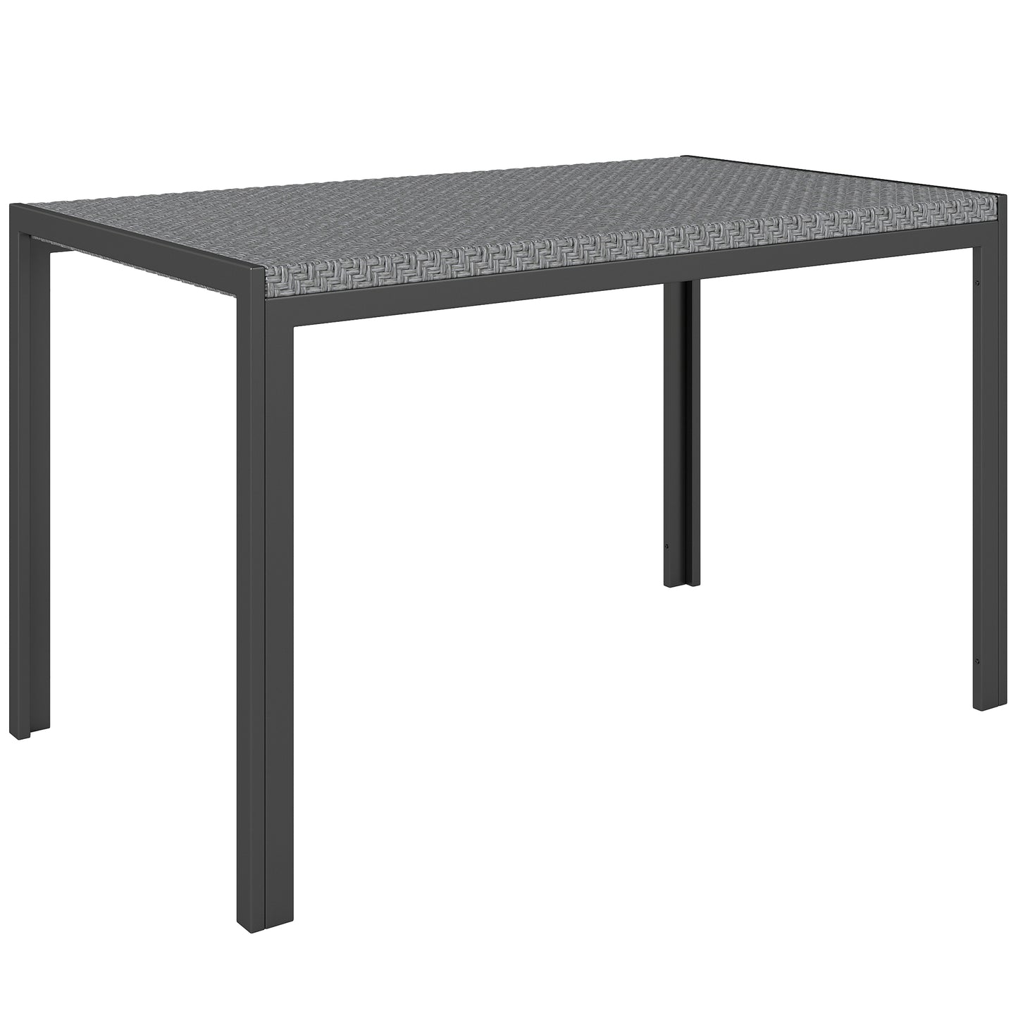 Outsunny Mesa De Comedor De Jardín De Ratán Sintético Con Estructura De Metal_0