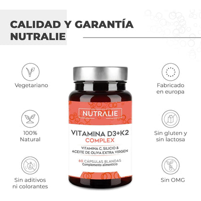 Nutralie Complexo Vitamina D3+K2 10000 UI + Vit C 60 cápsulas