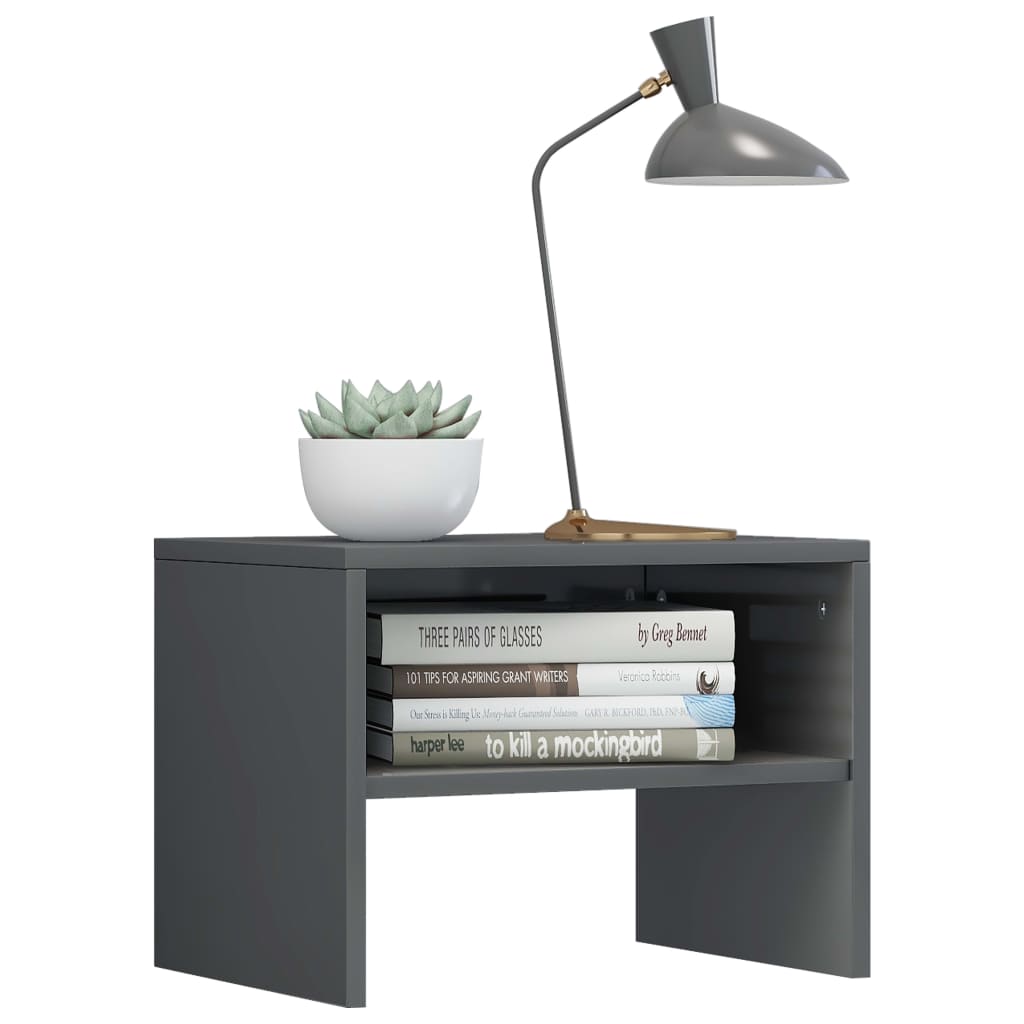 Mesitas De Noche 2 Uds Madera Gris Brillo 40x30x40 Cm_1