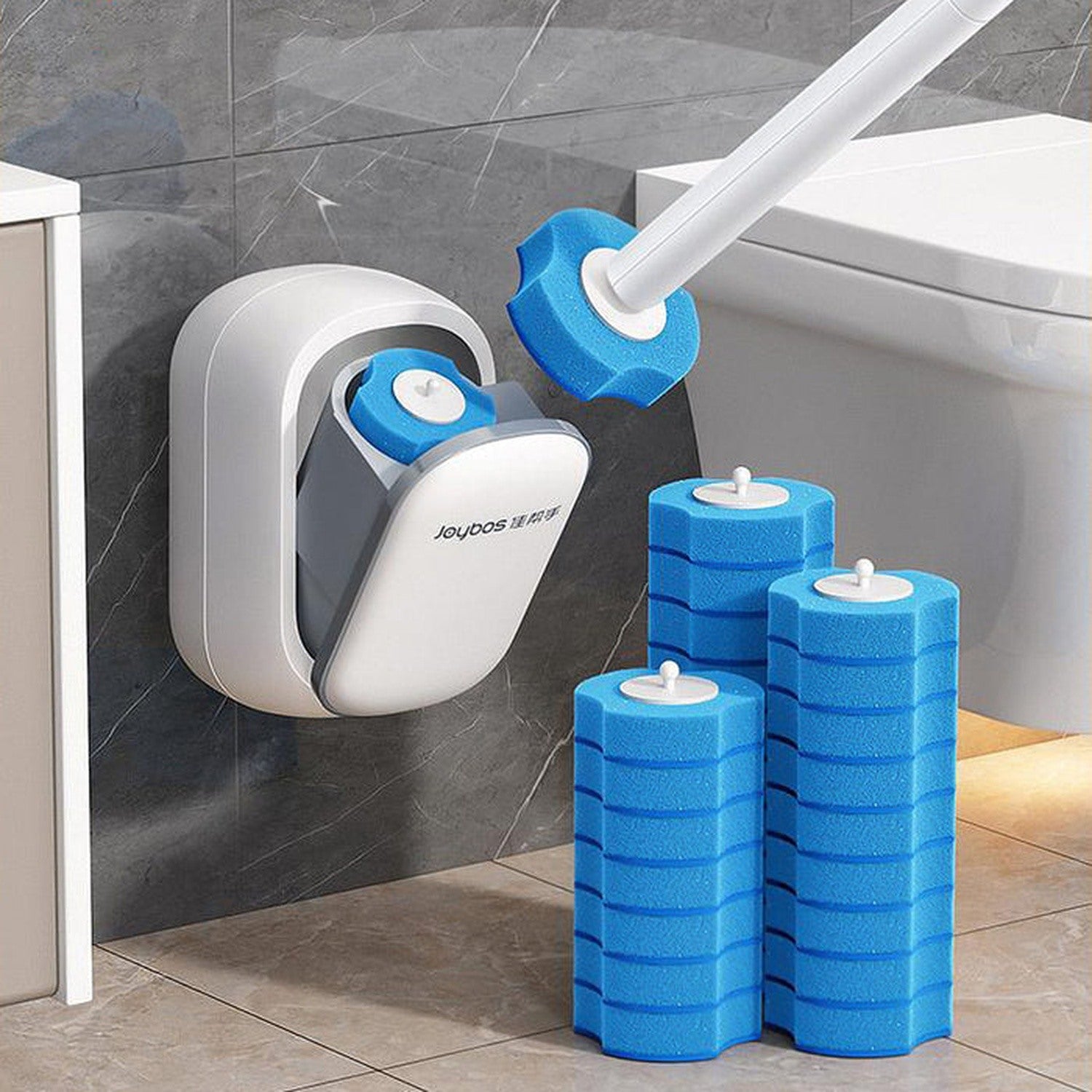 Joybos - Escobilla Para Inodoro Desechable De Pared Con 6 Recambios_4