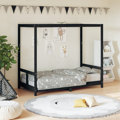 Vidaxl Estructura De Cama Para Niños Madera De Pino Negro 80x160 Cm_1