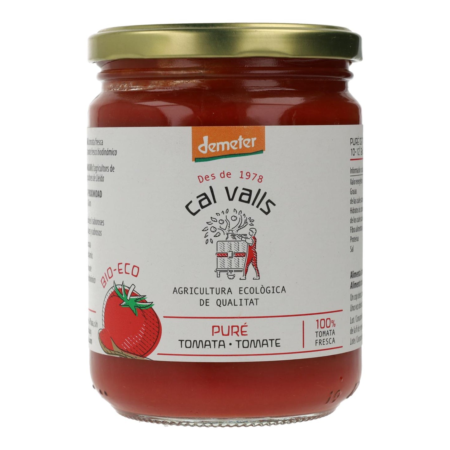 Puré de tomate biológico Cal Valls, 400 g