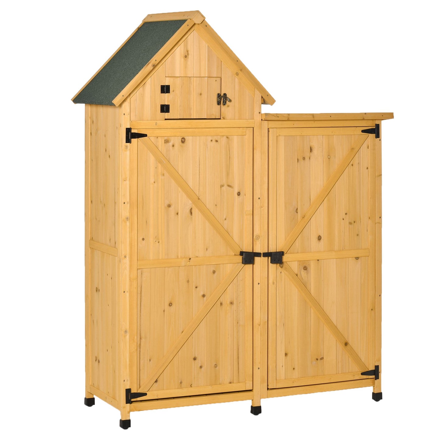 Outsunny Caseta De Jardín De Madera 138x54,5x175cm Con 2 Puertas Con Estantes_0