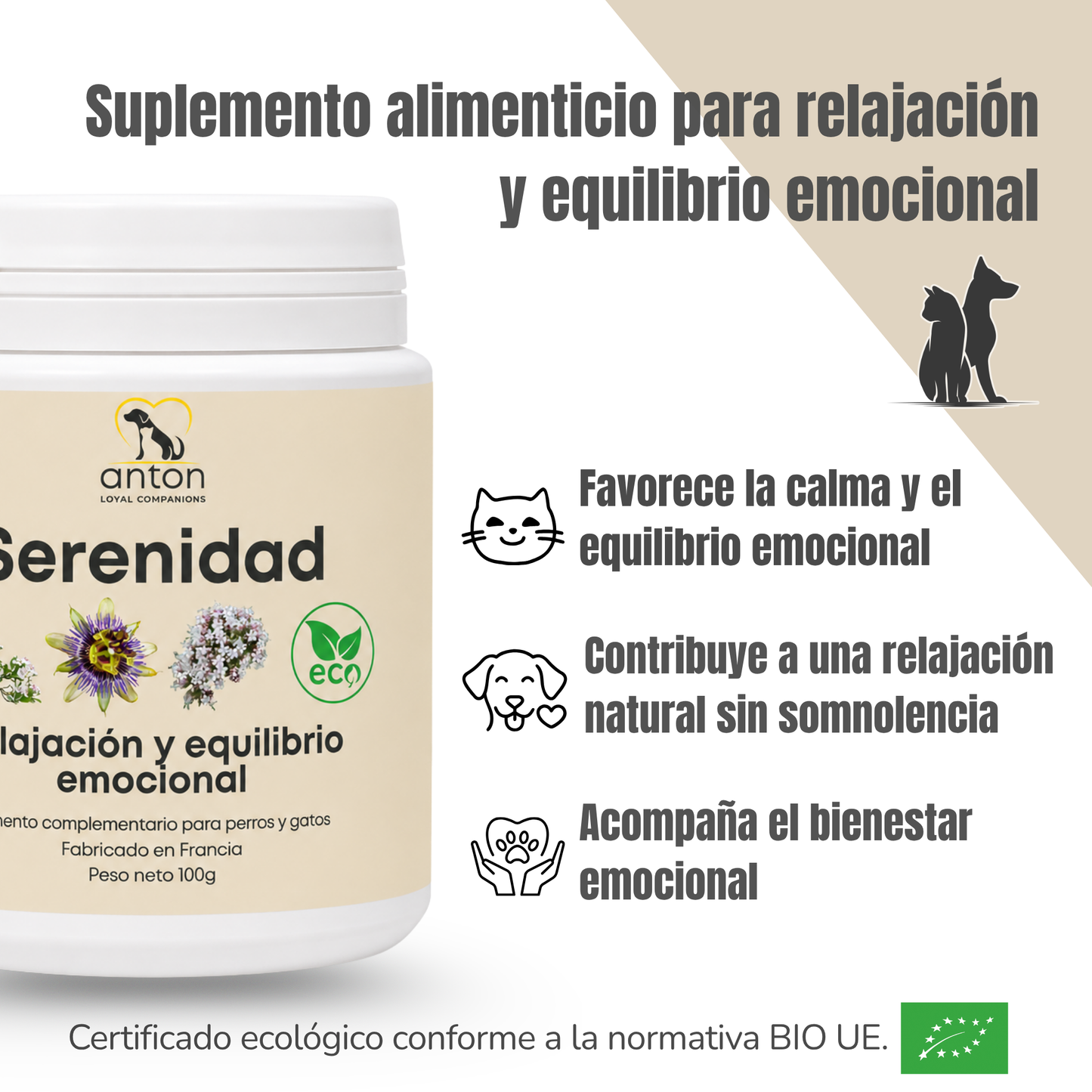Suplemento natural para el bienestar emocional de perros y gatos – ECO 100 g_1