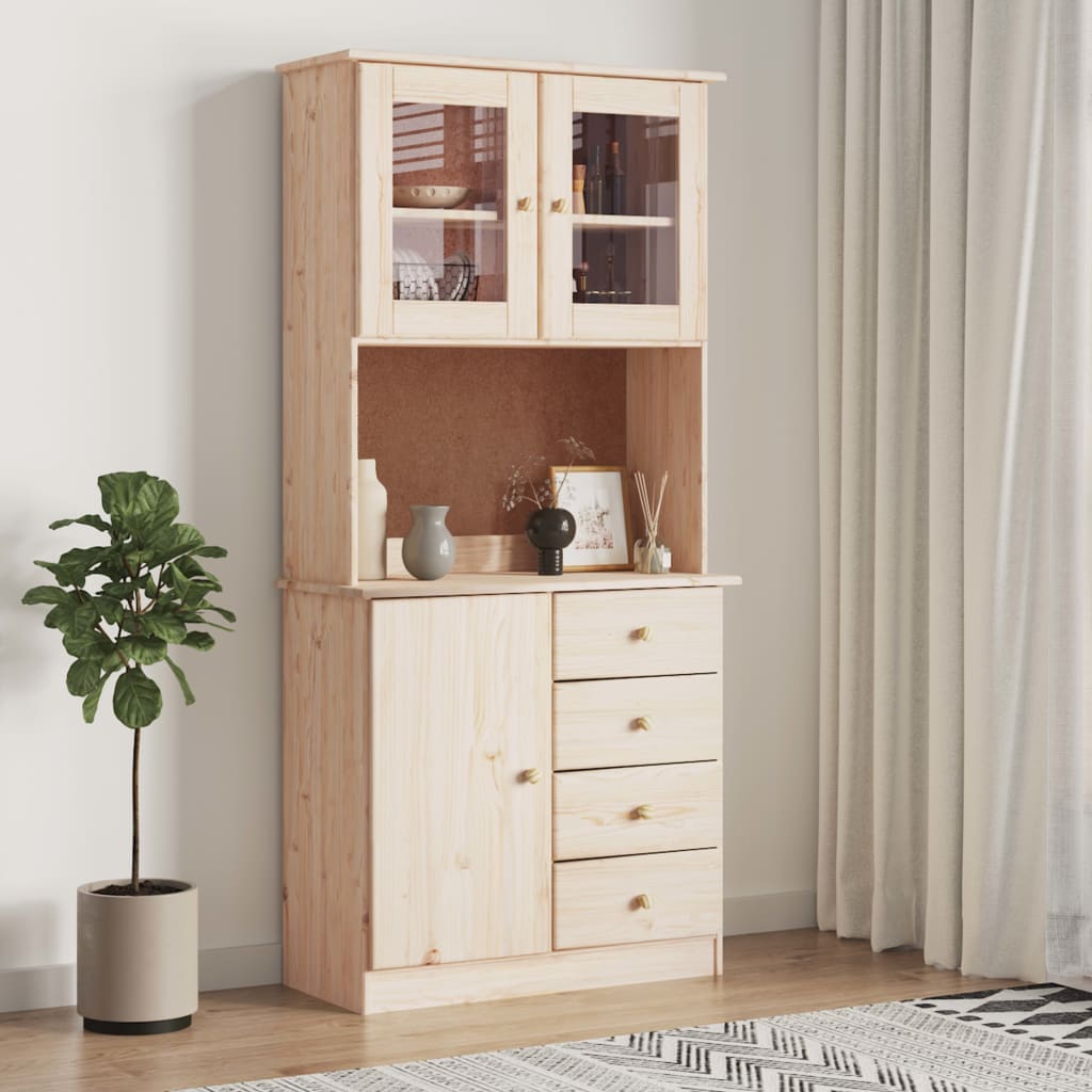 Aparador Alto Alta Madera Maciza De Pino 77x35x165 Cm_0