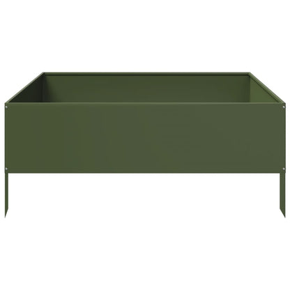 Arriate De Acero Verde Oliva 100x100x25 Cm_3