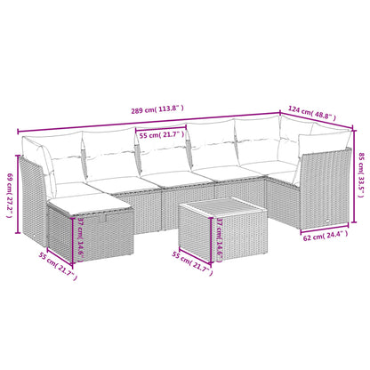 Set De Muebles De Jardín 9 Pzas Y Cojines Ratán Sintético Gris / Vetonek_2