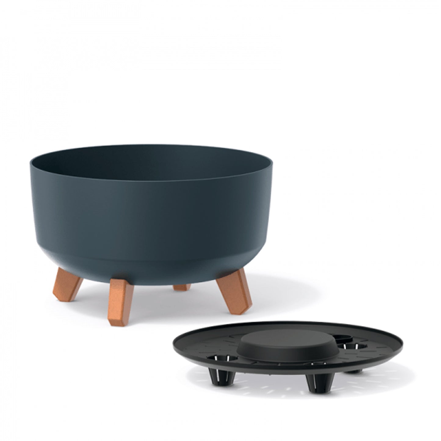 Macetero Color Gris,sin Depósito , Colección Gracia De 38 X 38 X 19,5 Cm, Capacidad De 14,3 L.