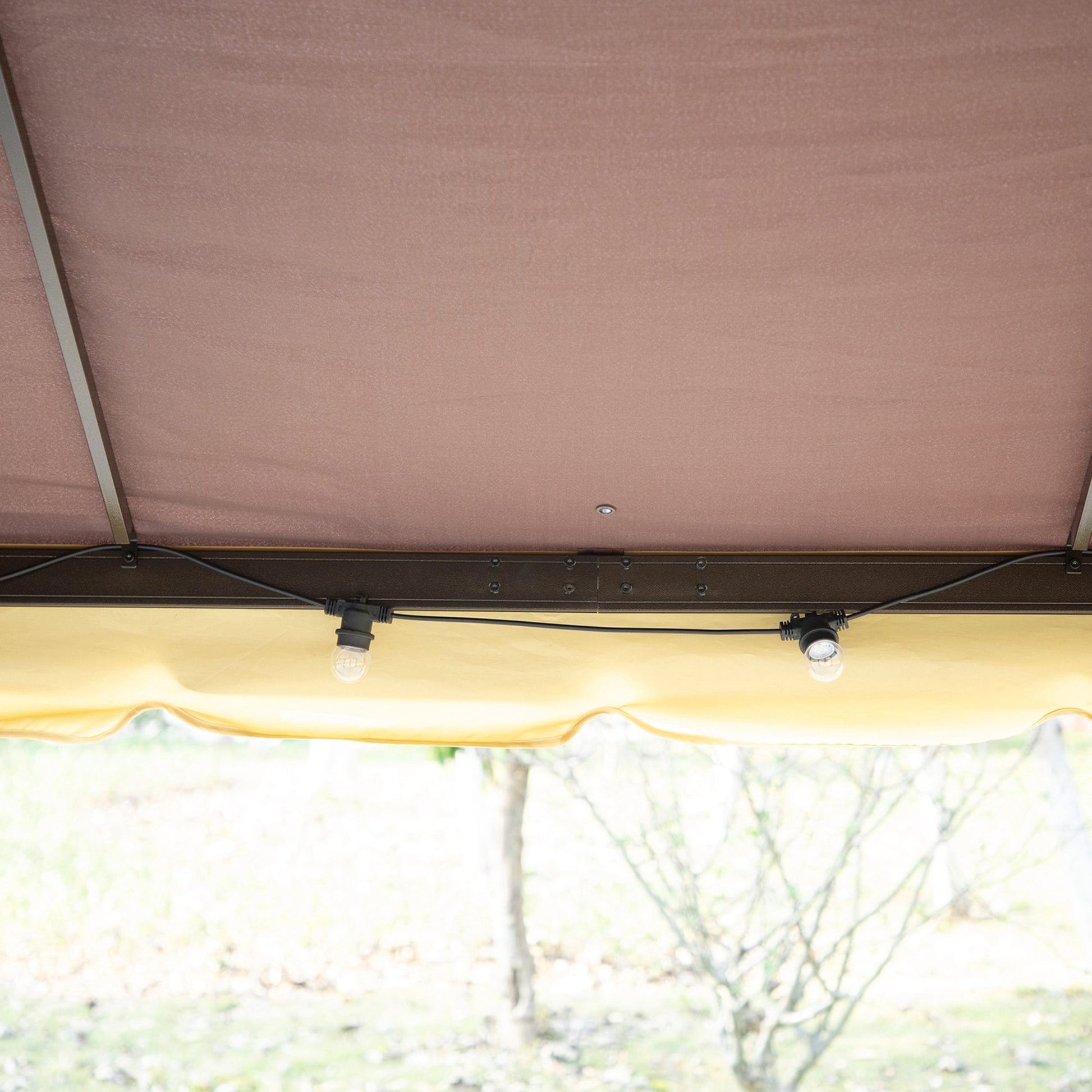 Outsunny Cenador De Jardín 4x3 M Con Doble Techo 4 Cortinas 4 Mosquiteras Café_3