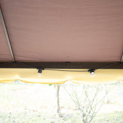 Outsunny Cenador De Jardín 4x3 M Con Doble Techo 4 Cortinas 4 Mosquiteras Café_3
