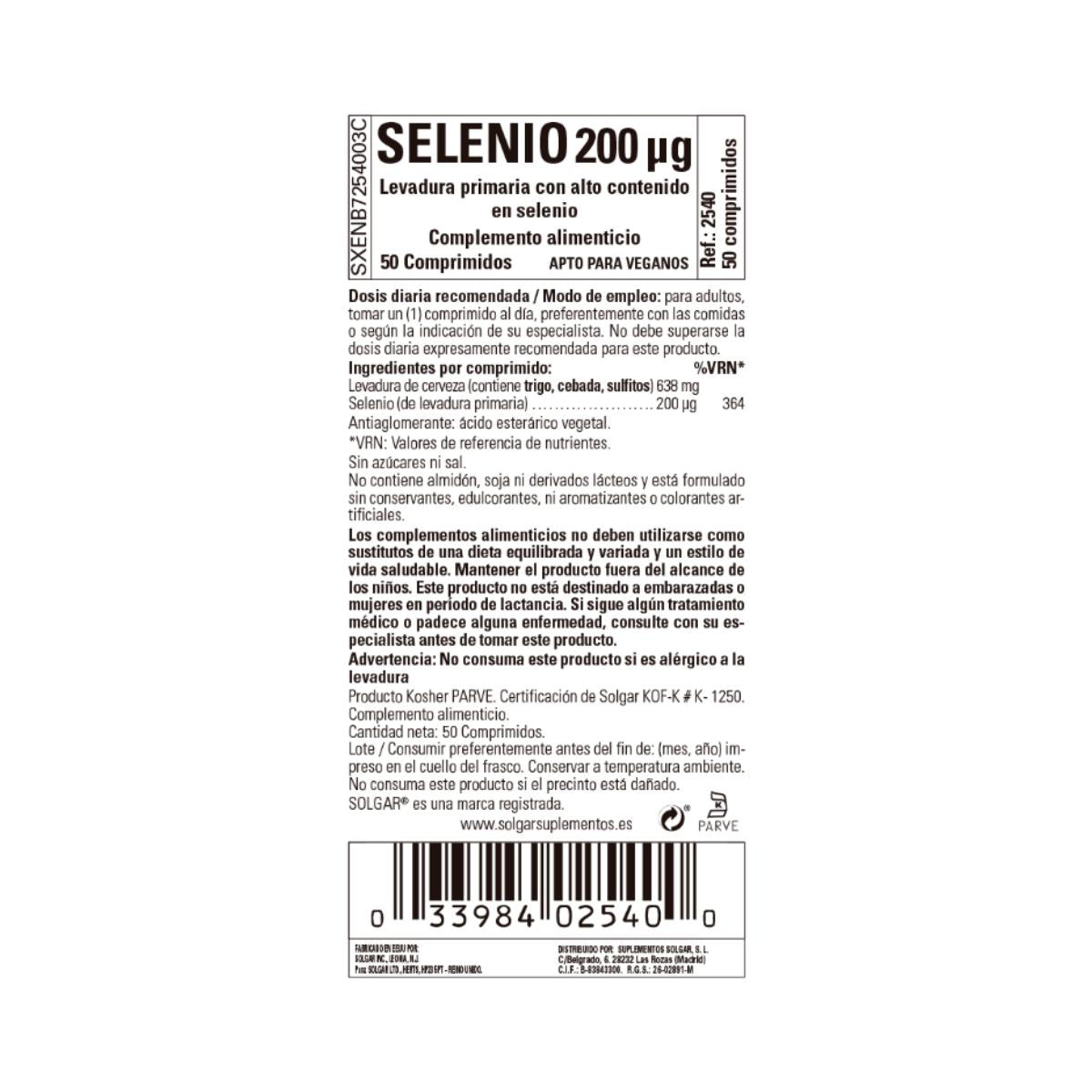 Selénio na Levedura, 50 comprimidos (200g)