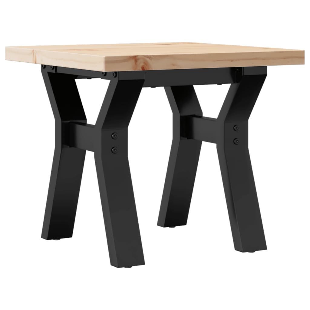 Mesa De Centro Marco Y Madera Maciza Pino Y Acero 40x40x35,5 Cm_4