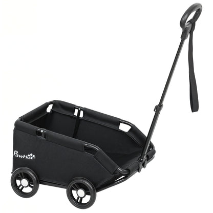 Pawhut Carrito Para Perros Plegable Con Mango Ajustable Diseño Abierto Negro_1