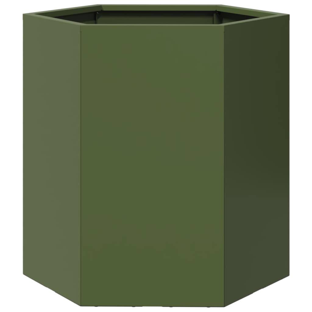 Jardineras Hexagonales 2 Uds Acero Verde Oliva 46x40x45 Cm_5