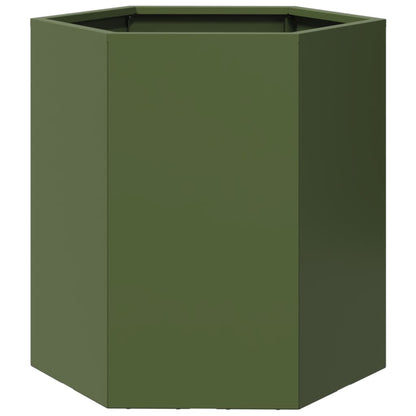 Jardineras Hexagonales 2 Uds Acero Verde Oliva 46x40x45 Cm_5