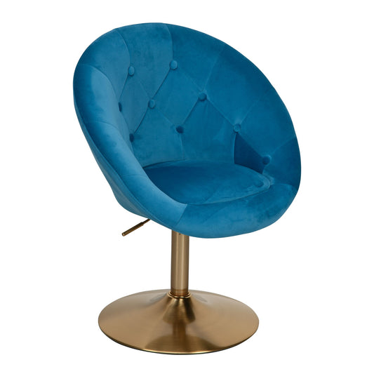 Silla Terciopelo Azul / Dorado Giratoria_0