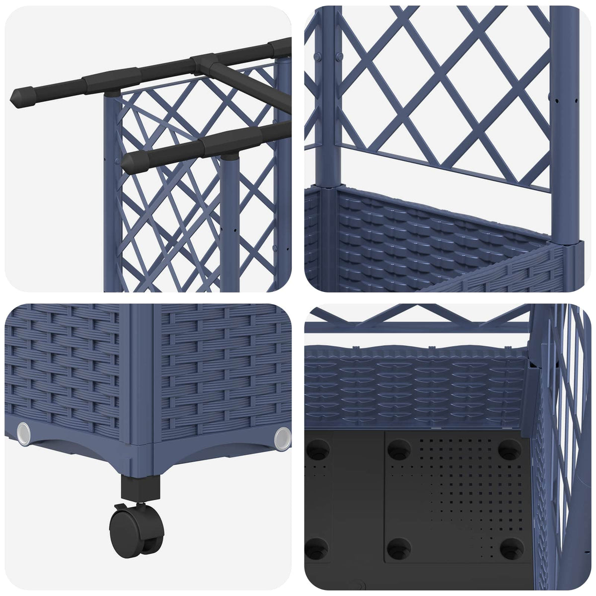 Cama Elevada Con Trellis Y Techo Gris 124 X 40 X 127 Cm Pp_5
