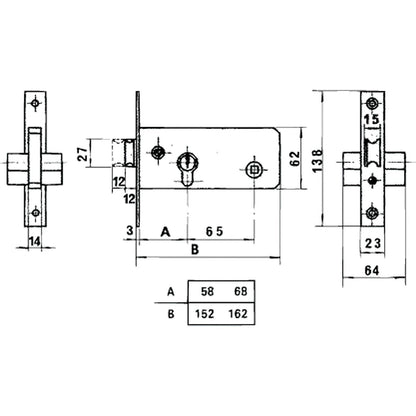 Cerradura Lince 5557         Inoxidable / 60 Mm.