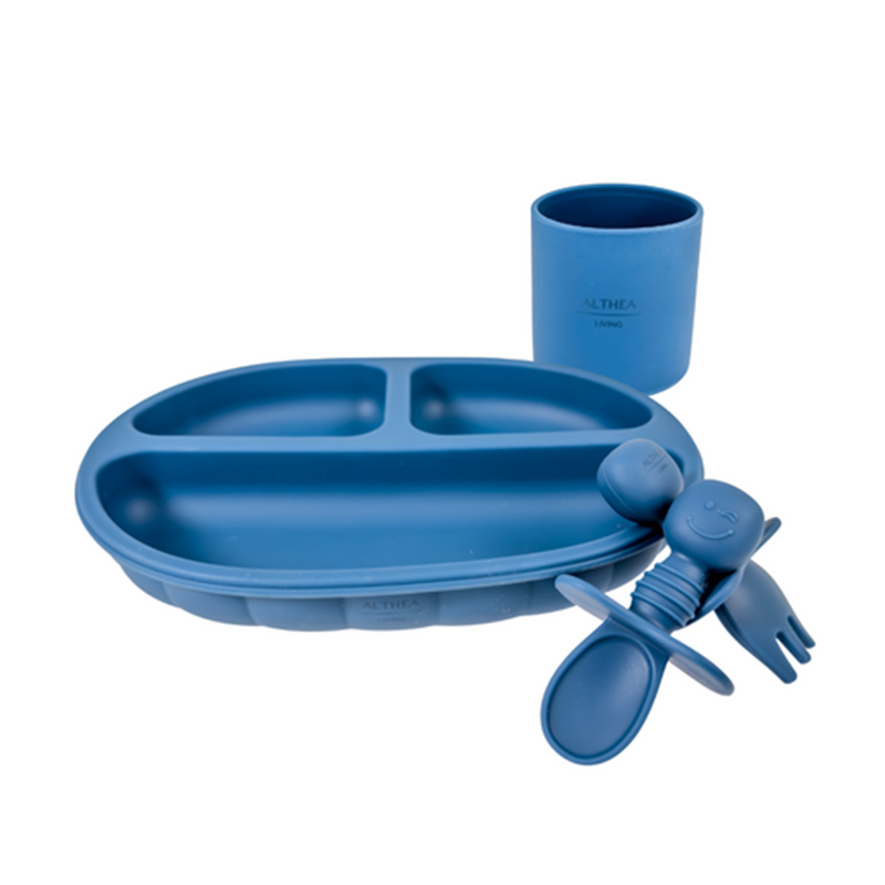 Vajilla De Silicona Orgánica - 8 Piezas - Azul Marino._1