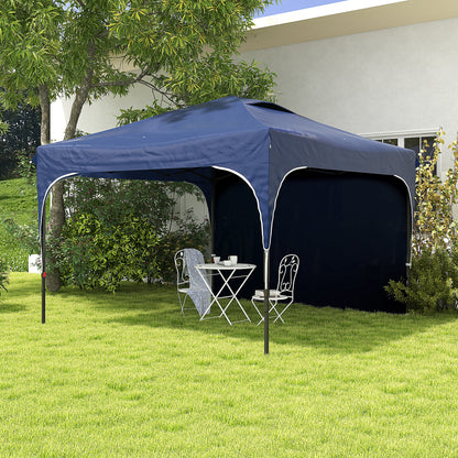 Outsunny Carpa Plegable 3x3 M Altura Ajustable 1 Pared Lateral Azul_1