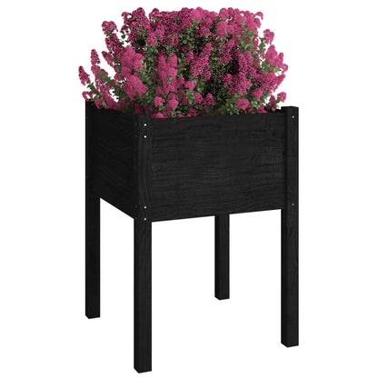 Jardineras 2 Uds Madera Maciza De Pino Negro 50x50x70 Cm_2