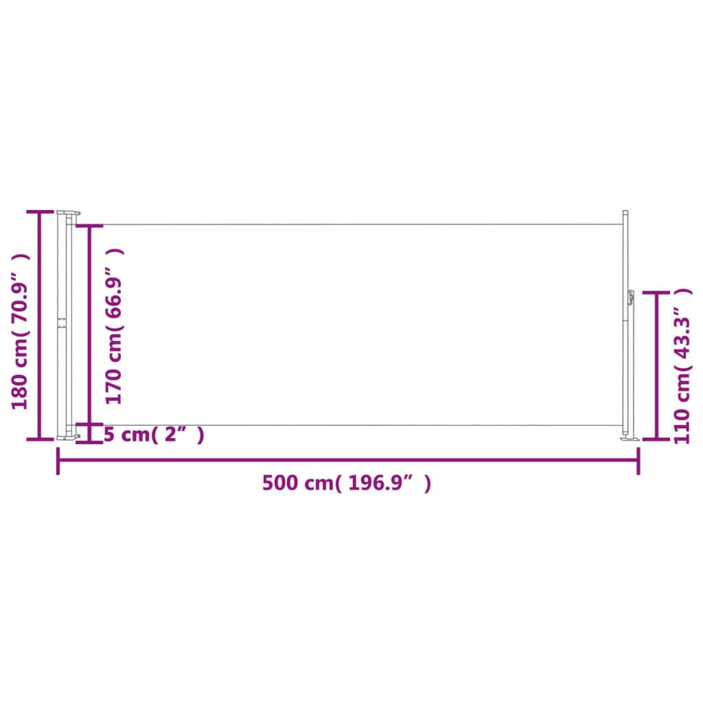 Vidaxl Toldo Lateral Retráctil De Jardín Gris 180x500 Cm_2