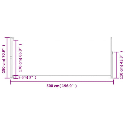 Vidaxl Toldo Lateral Retráctil De Jardín Gris 180x500 Cm_2