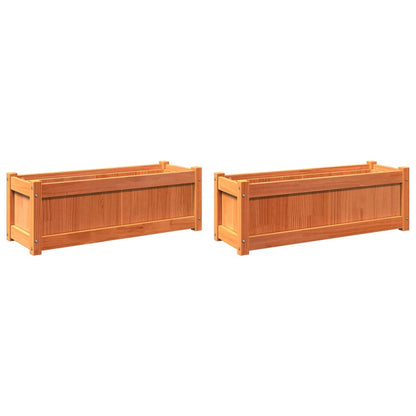 Jardineras De Exterior 2 Uds Madera Maciza De Pino Marrón Cera_0