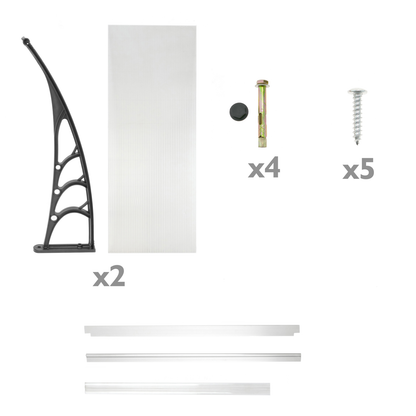 Tejadillo De Protección 100x80cm Marquesina Para Puertas Y Ventanas Negro_4