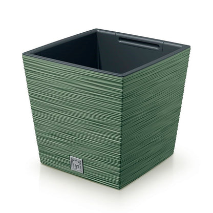 Macetero Color Verde Tierra, Con Depósito, Colección Furu, De 24 X 24 X 23,5 Cm, Capacidad De 7,5 L.