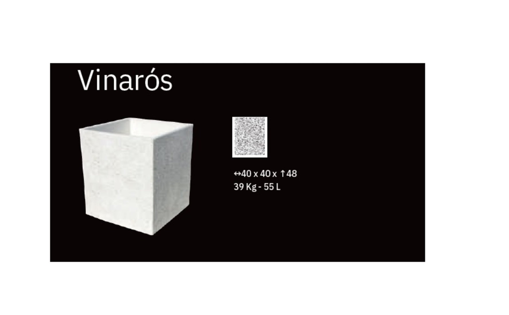 Jardinera De Granito Vinaros. 40 cm de ancho y 48 cm de alto. Peso: 39 kilos. Capacidad: 55 litros_1