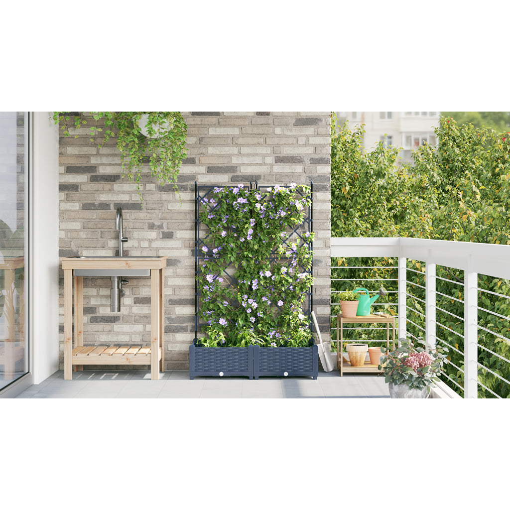 Vidaxl Maceta De Jardín Con Enrejado 2 Pcs Gris 80 X 40 X 125.5 Cm Pp_3