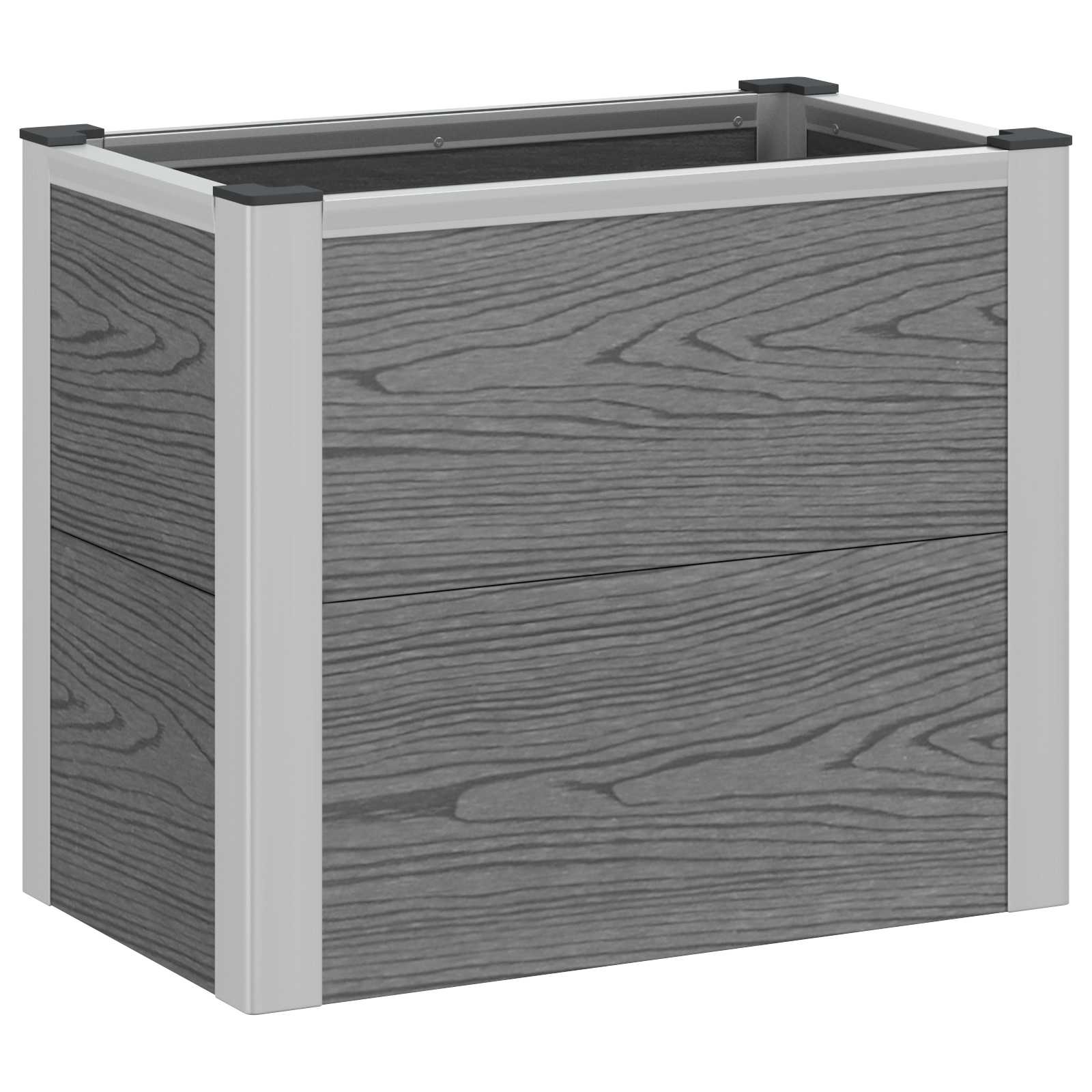Arriate Elevado Gris 50 X 30 X 42 Cm Wpc Y Aluminio_0