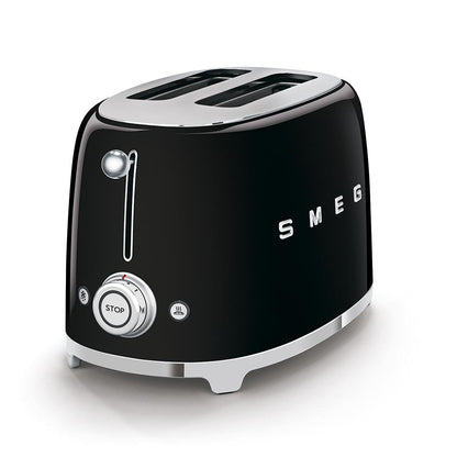Torradeira SMEG com 2 compartimentos, estilo anos 50, preta