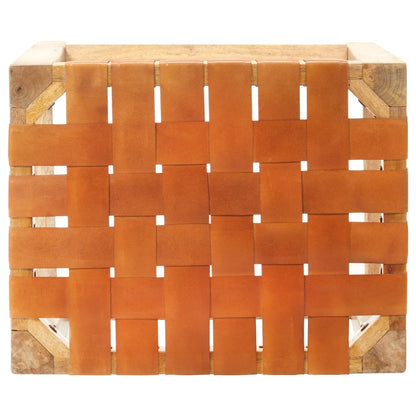 Taburetes De Bar 2 Piezas Cuero Auténtico Marrón 75 Cm_3