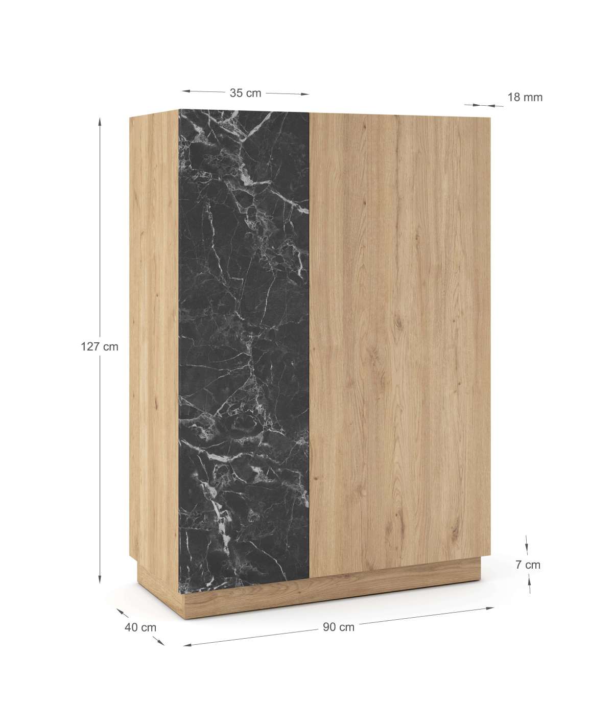 Mueble Auxiliar Alto 2 Puertas Abatibles Md-laura Acabado Roble/negro. 127cm(alto) 90cm(an_4