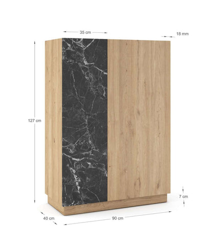 Mueble Auxiliar Alto 2 Puertas Abatibles Md-laura Acabado Roble/negro. 127cm(alto) 90cm(an_4