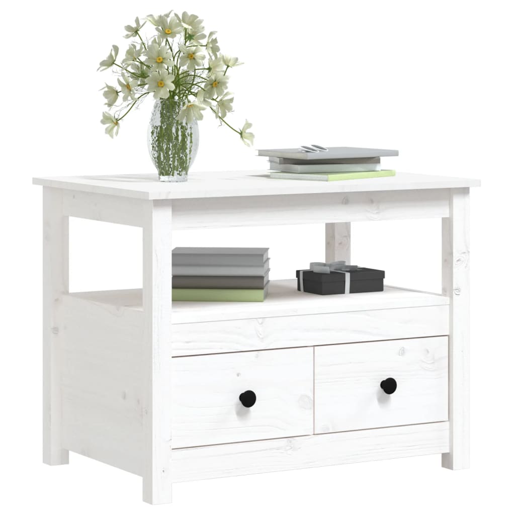 Mesa De Centro De Madera Maciza De Pino Blanco 71x49x55 Cm_3