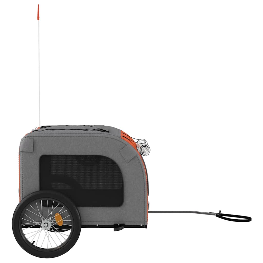 Remolque De Bicicleta Mascotas Hierro Tela Oxford Rojo Gris_5