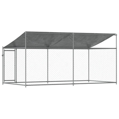 Jaula De Perros Techo Y Puerta Acero Galvanizado Gris 4x2x2 M_5